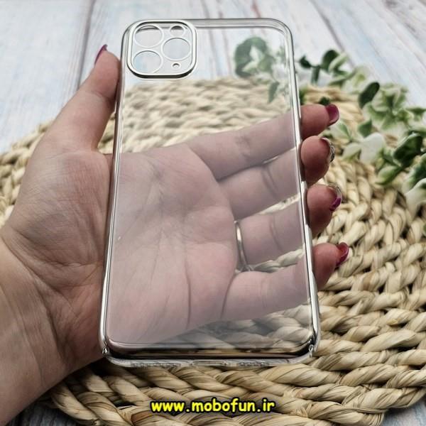 قاب گوشی iPhone 11 Pro Max آیفون طرح طلقی شیشه ای Camera Lens شفاف اورجینال KAOU سری الکتروپلیتینگ طلقی شفاف رنگ نقره ای سیلور کد 618